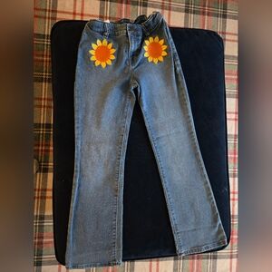 Gymboree Girl's Blue Straight Leg Jeans with Sunflower Embroidery